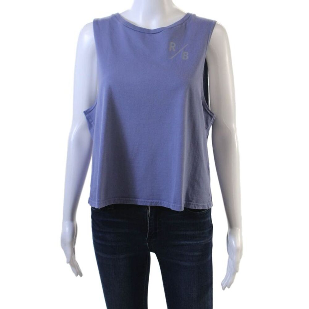 Running Bare Women Cropped Tank Purple Crewneck Cotton Solid Size 12